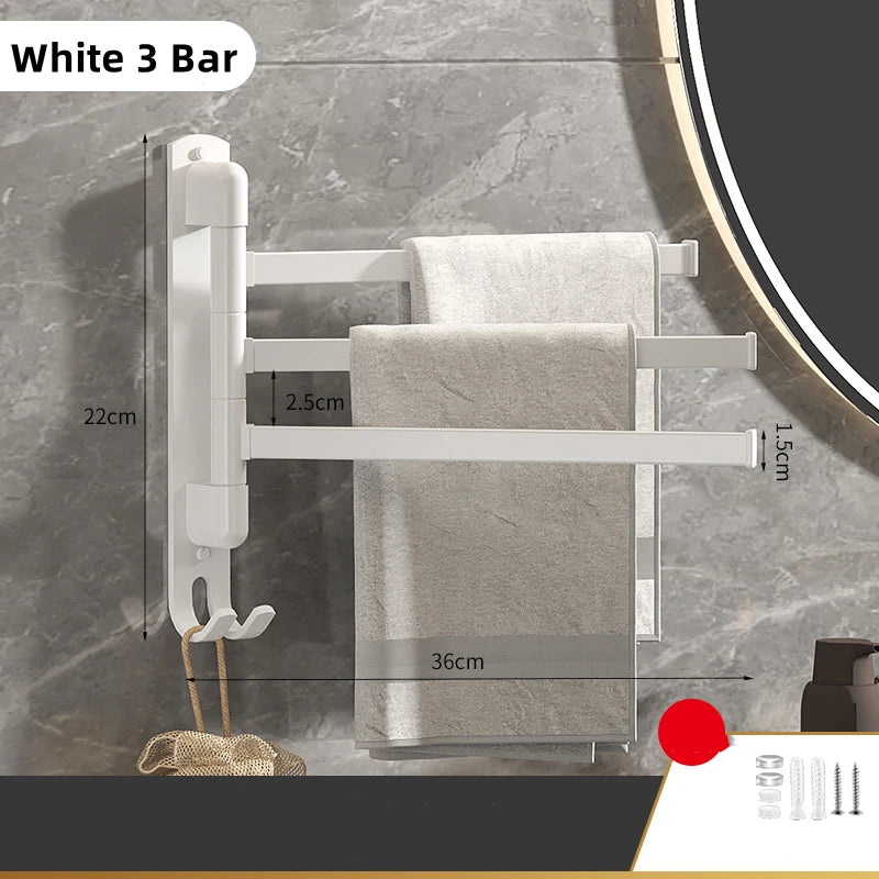 Tool-Free Rotating Black Corner Towel Rack — Wall-Mounted Stainless Steel Shelf for Shower, Bathroom, Kitchen and Coats