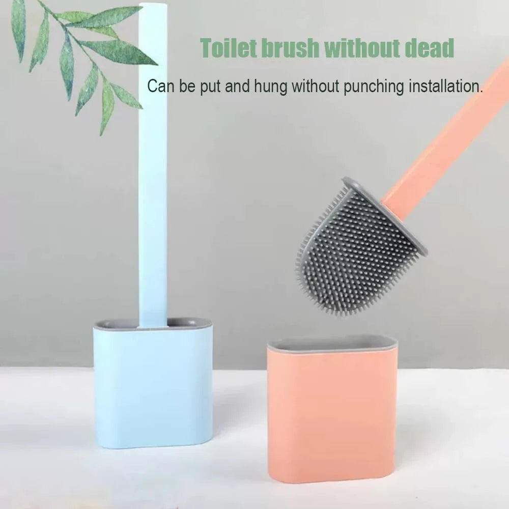 Modern Silicone Toilet Brush with Wall-Mounted Holder