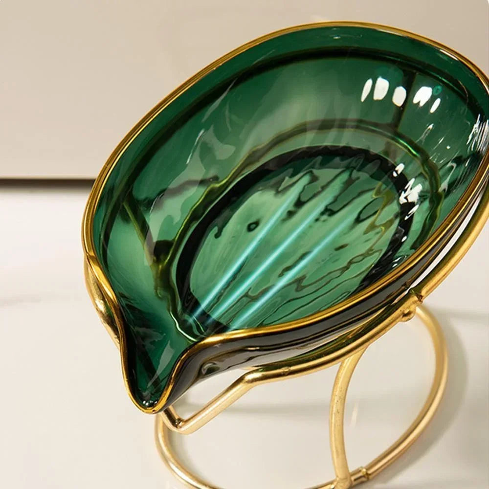 Leaf-Shaped Ceramic Soap Dish with Self-Draining Design — Minimalist Soap Bar Holder for Shower, Bathroom & Kitchen