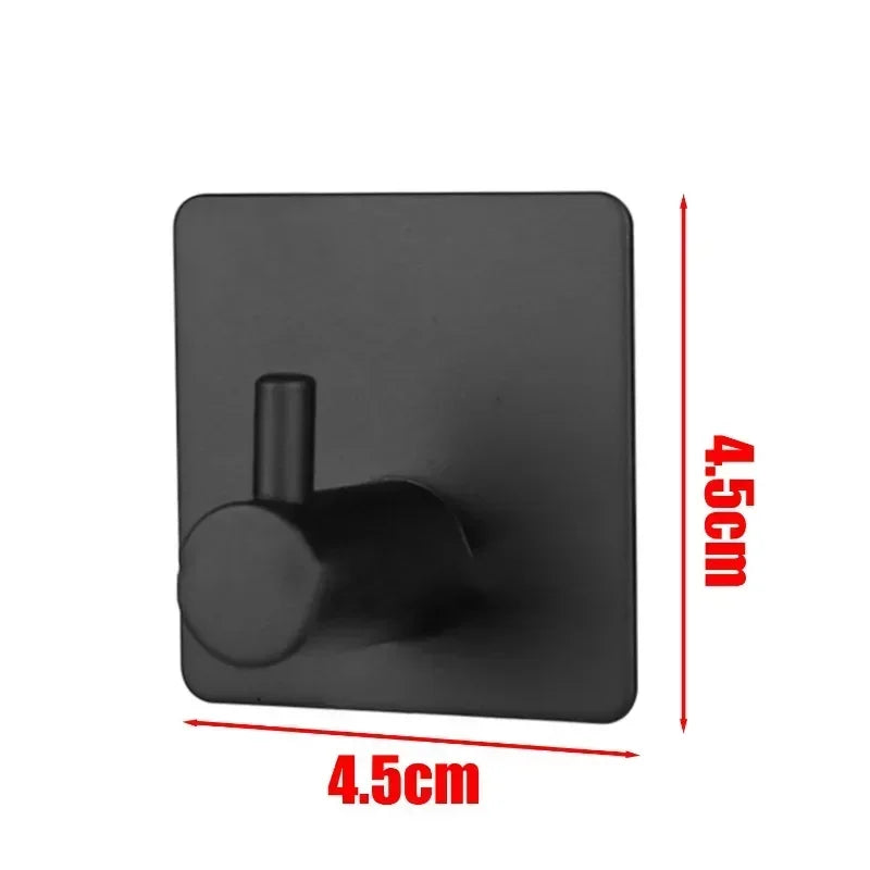 Matte Black Adhesive Wall Hook — Single, 2- or 6-Pack | Secure, Damage-Free Hanging for Coats, Towels, Robes, Kitchen & Bathroom