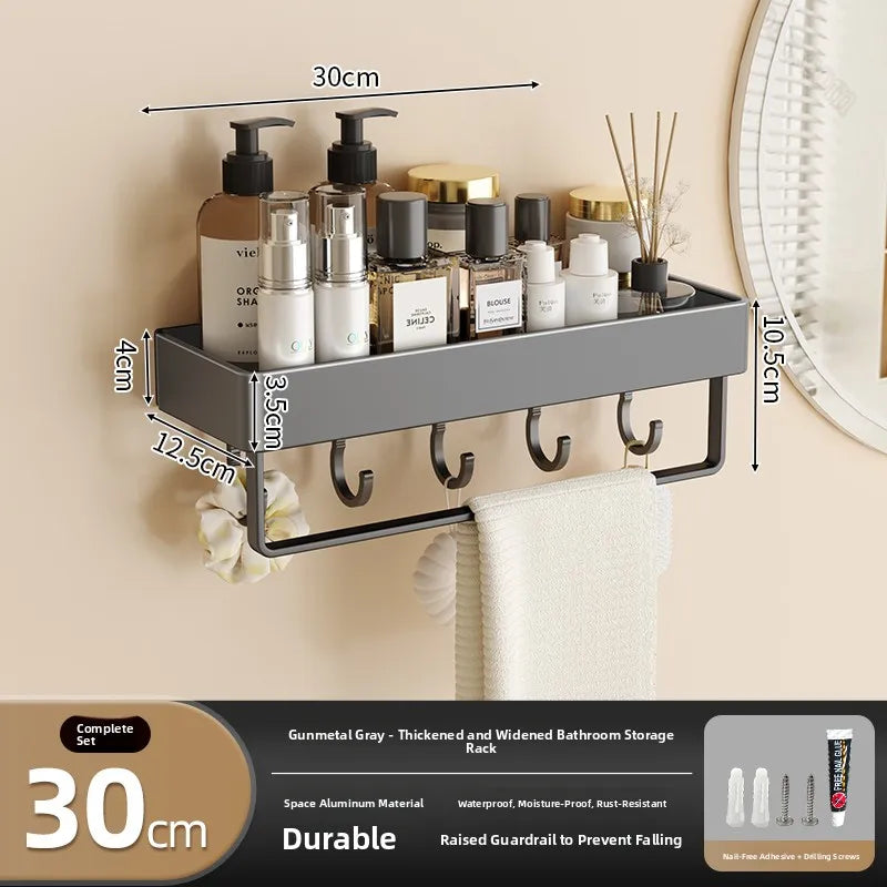 Wall‑Mounted Multi‑Functional Storage Shelf — No Drilling Required