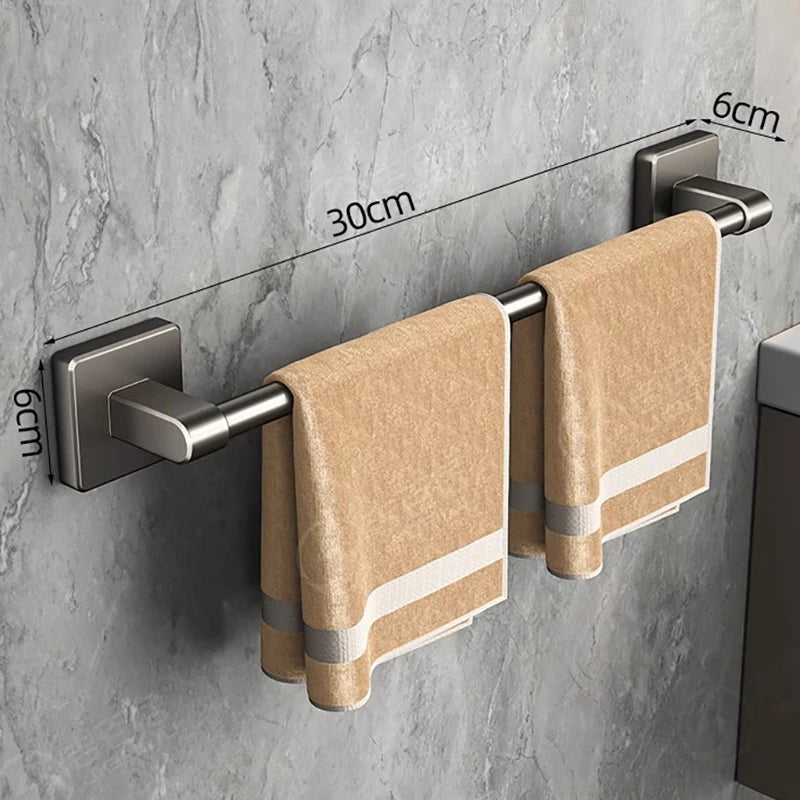Aluminum Wall-Mounted Shower Towel Rack — Space‑Saving, Multifunctional Bathroom Organizer