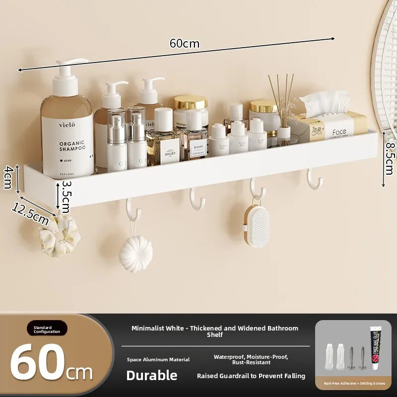 Wall‑Mounted Multi‑Functional Storage Shelf — No Drilling Required