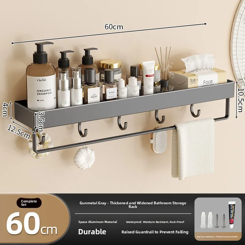 Wall‑Mounted Multi‑Functional Storage Shelf — No Drilling Required