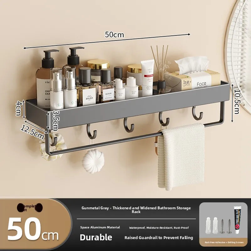 Wall‑Mounted Multi‑Functional Storage Shelf — No Drilling Required