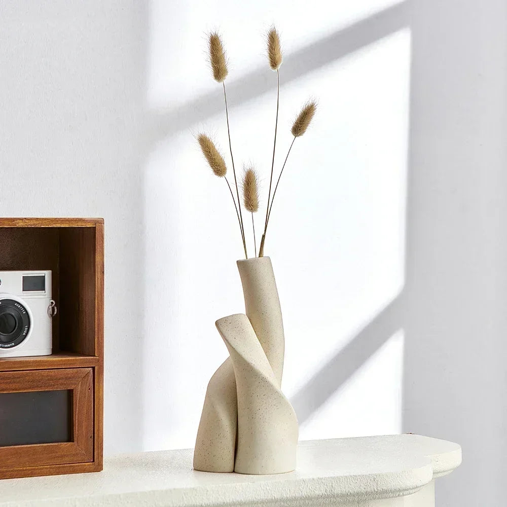 Desktop Vase, Handmade Frosted Ceramic, Irregular Shape For Dried Flowers And Hydroponics