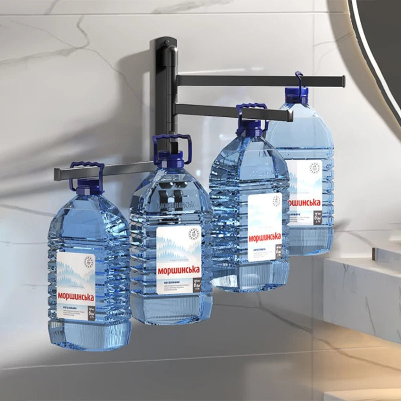 Tool-Free Rotating Black Corner Towel Rack — Wall-Mounted Stainless Steel Shelf for Shower, Bathroom, Kitchen and Coats