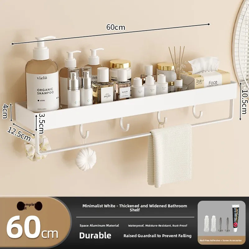 Wall‑Mounted Multi‑Functional Storage Shelf — No Drilling Required