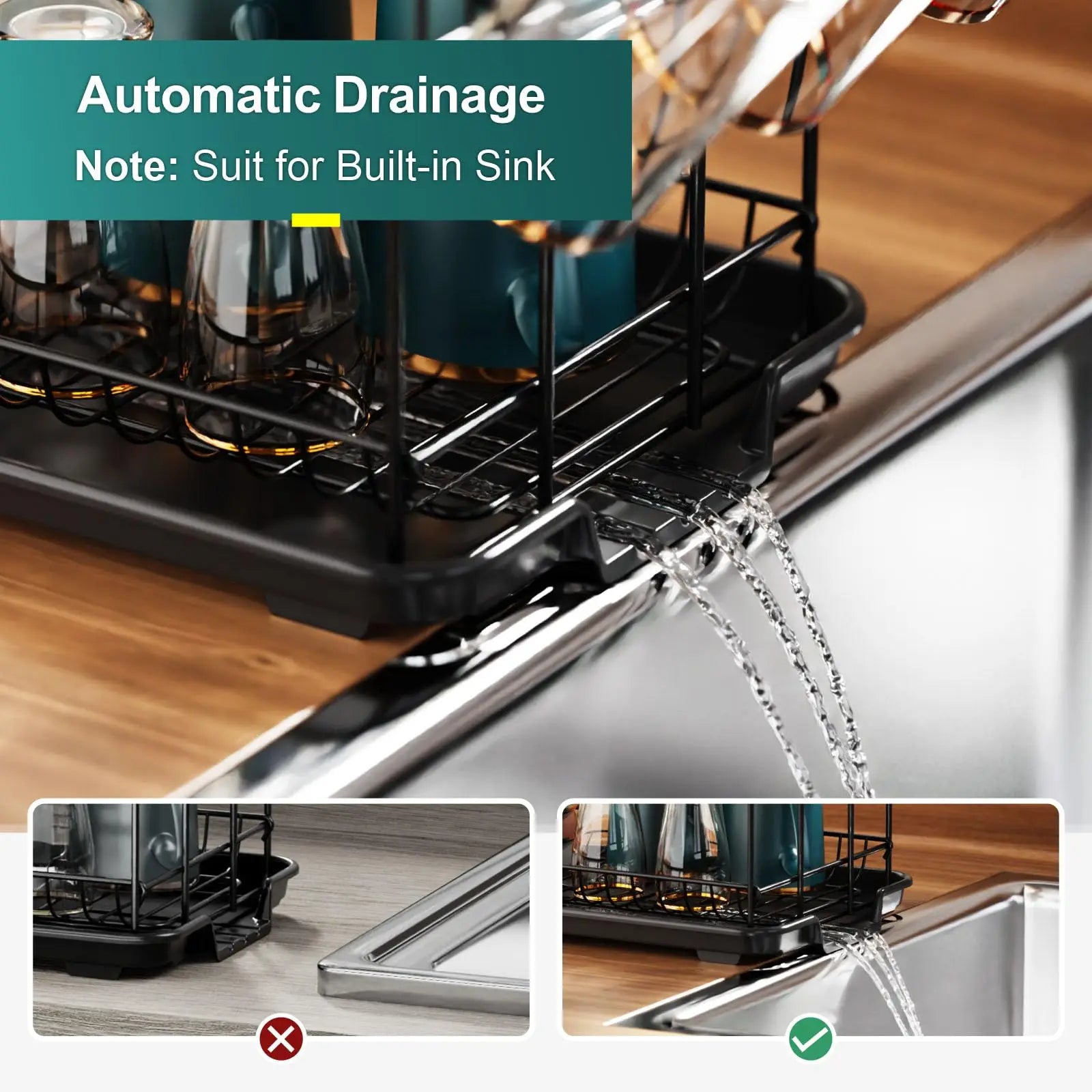 2-Tier Compact Countertop Dish Drying Rack with Integrated Drainboard — Versatile Drainer for Streamlined Kitchen Organization