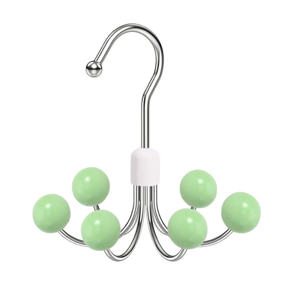 360° Rotating 6‑Claw Wooden‑Ball Clothing Organizer Hook — Space‑Saving Multipurpose Hanger for Scarves, Garments and Accessories