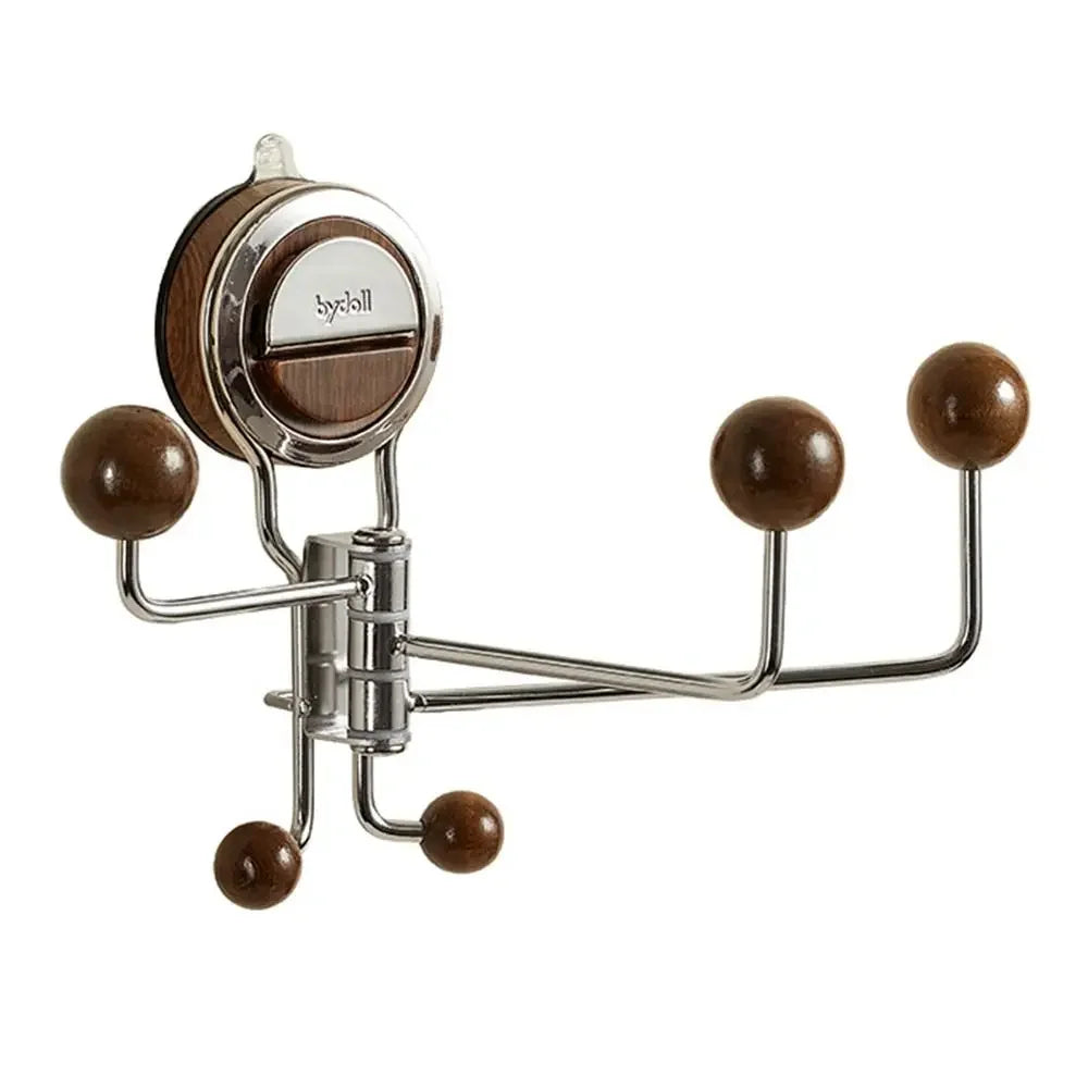 Rotating 5‑Hook Metal Suction Wall Hanger — Removable, Space‑Saving Swivel Hook for Bathroom and Home