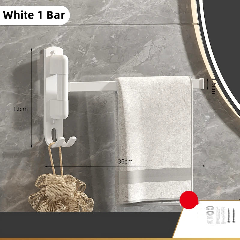 Tool-Free Rotating Black Corner Towel Rack — Wall-Mounted Stainless Steel Shelf for Shower, Bathroom, Kitchen and Coats