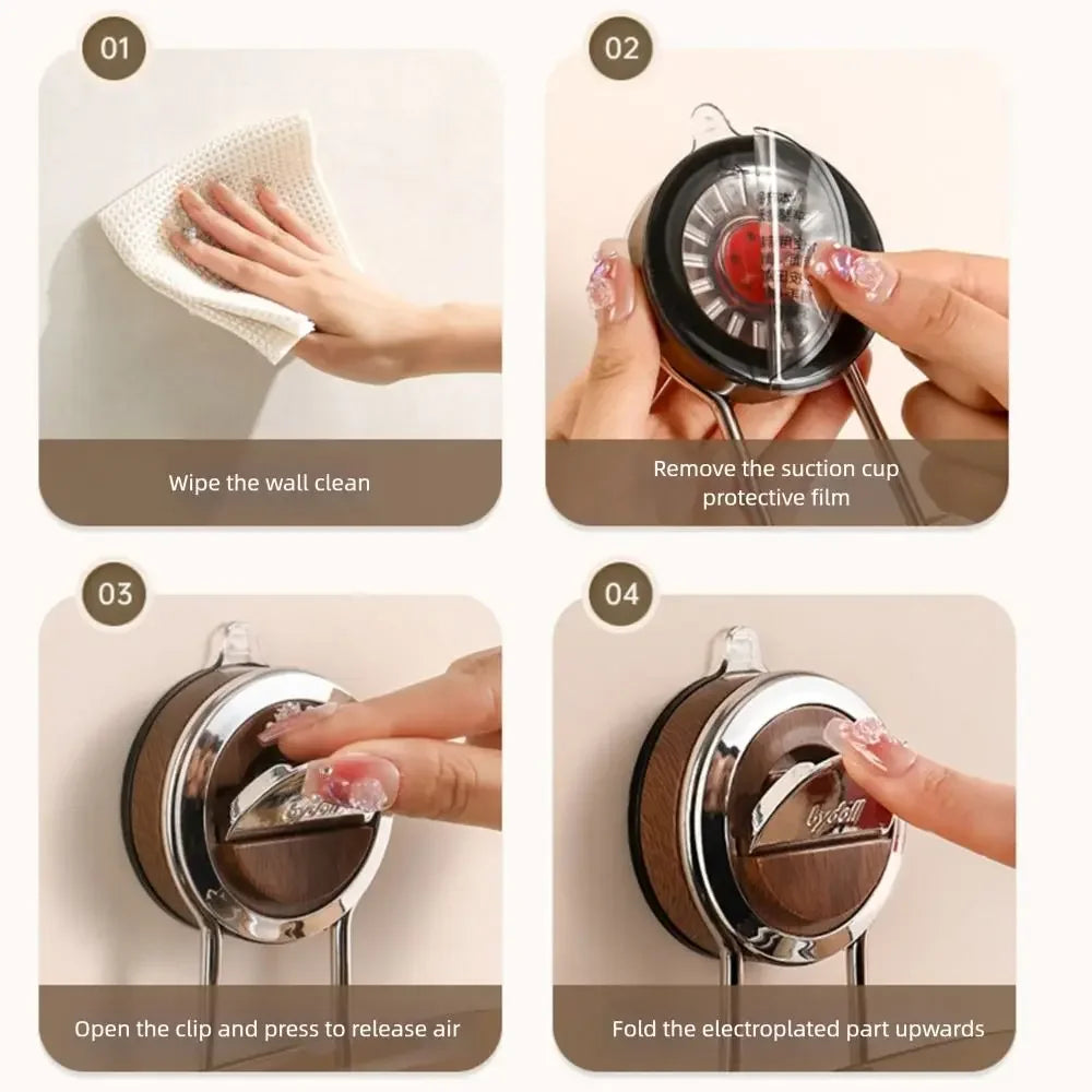 Rotating 5‑Hook Metal Suction Wall Hanger — Removable, Space‑Saving Swivel Hook for Bathroom and Home