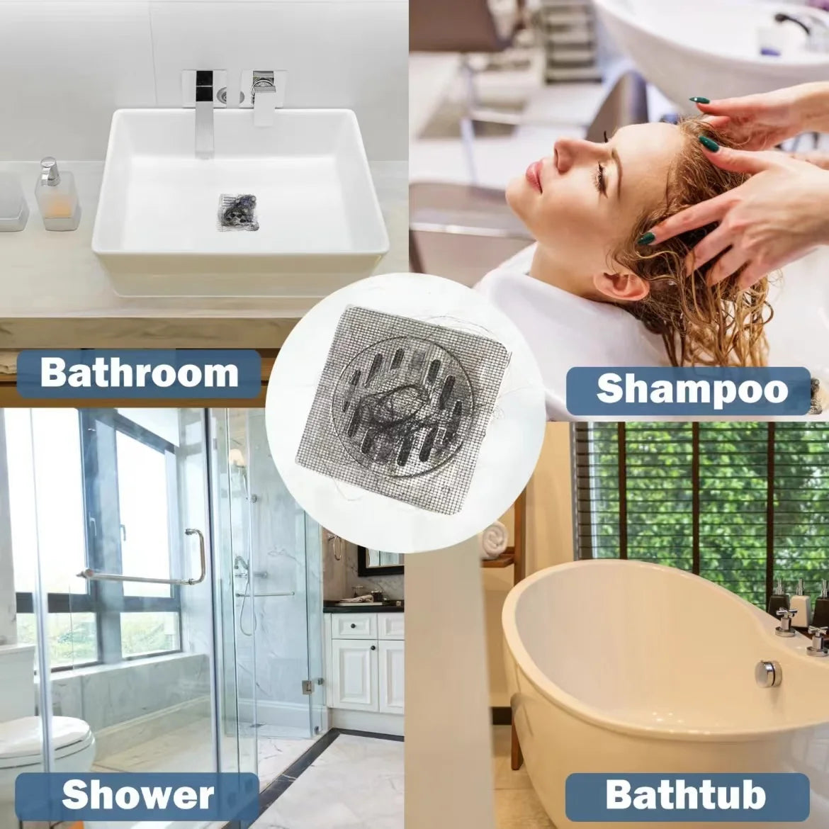Floor Drain Disposable Filter Stickers, Hair Catchers With Anti-Bug Mesh for Bathroom Drains