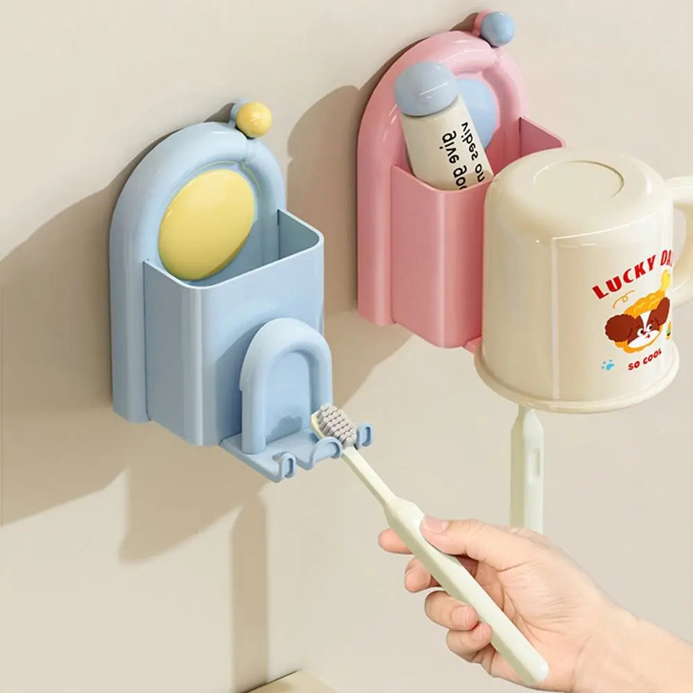 Sleek No-Drill Suction Toothbrush & Toothpaste Organizer — Waterproof, Self-Adhesive Wall Holder