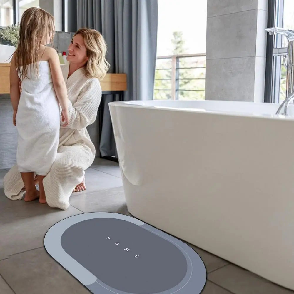 Diatomite Quick-Dry Bath Mat — Rapid-Dry, High-Absorbency, Slip-Resistant Floor Pad for Bathroom, Tub, Toilet and Kitchen