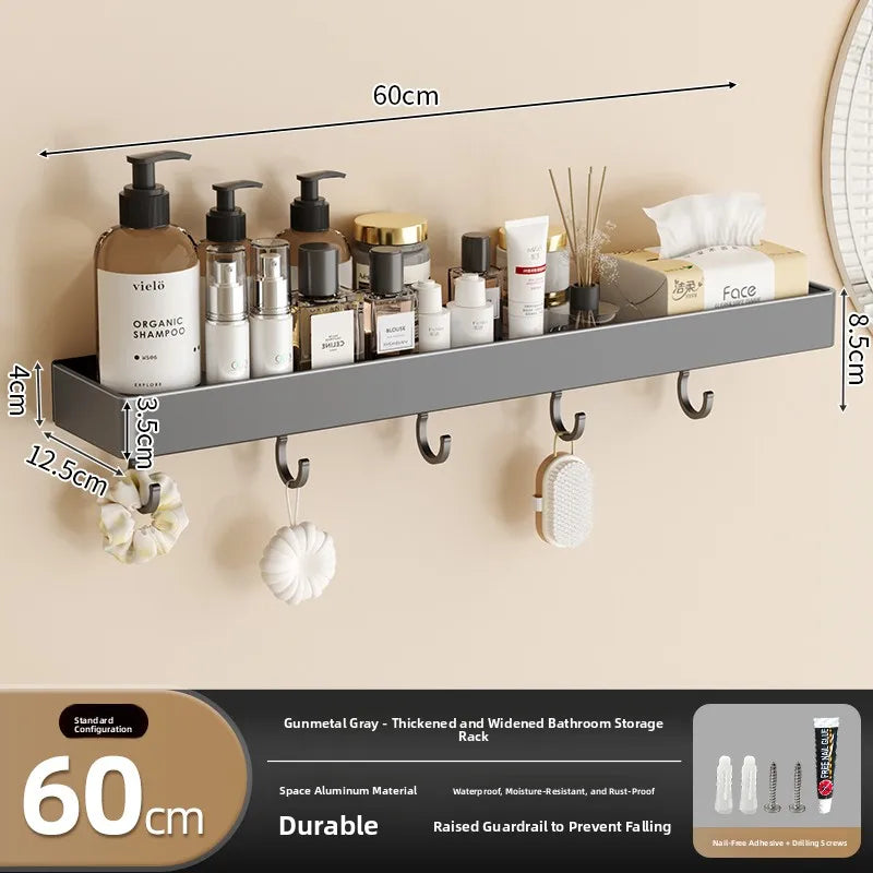 Wall‑Mounted Multi‑Functional Storage Shelf — No Drilling Required