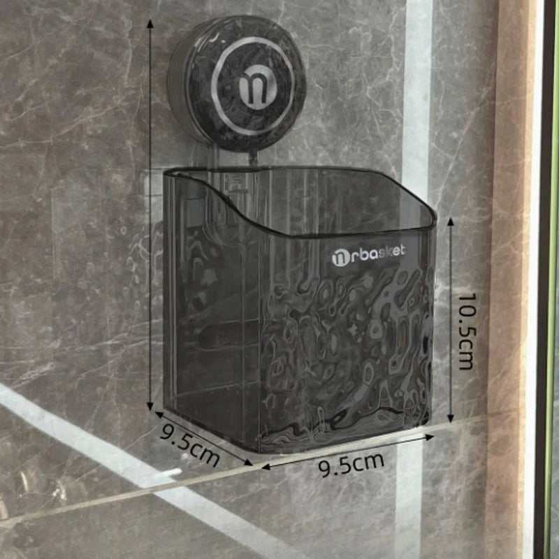 Transparent Wall-Mounted Shower Shelf with Adhesive Installation