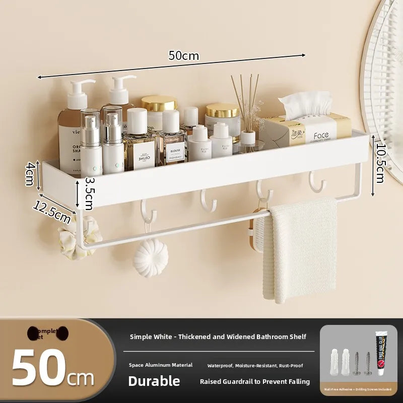 Wall‑Mounted Multi‑Functional Storage Shelf — No Drilling Required