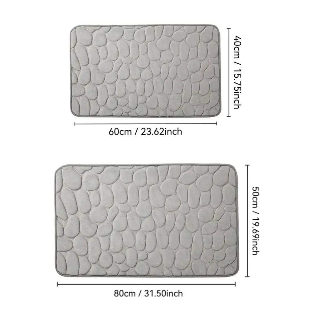 Cobblestone Embossed Bath Mat — Non-Slip, Highly Absorbent, Fast‑Dry Machine‑Washable Bathroom Rug