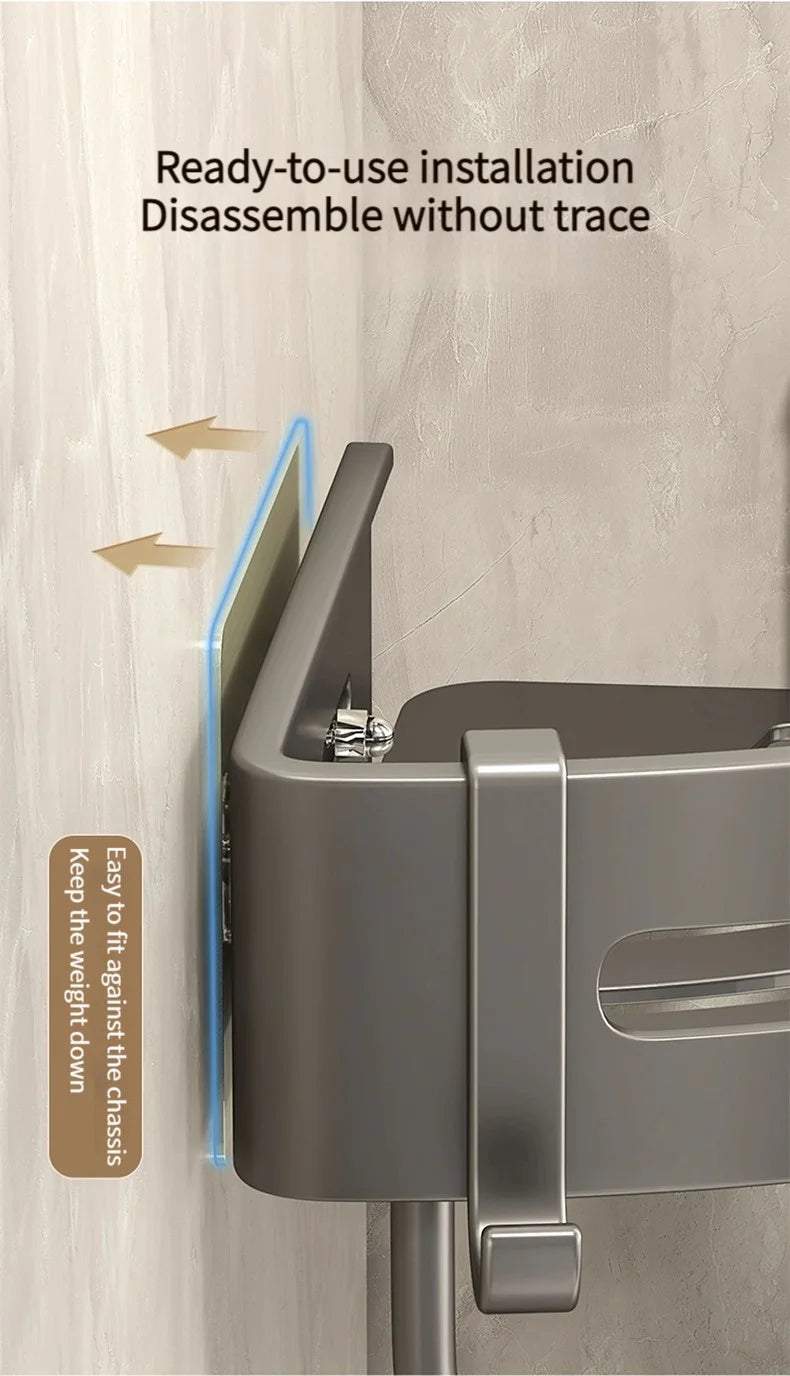 No-Drill Wall-Mounted Shelf for Bathroom & Kitchen — Space-Saving Organizer for Shampoo, Makeup and Toiletries