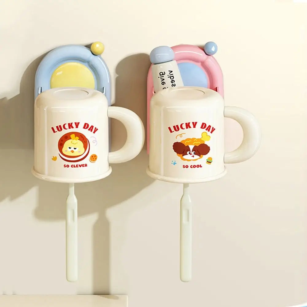 Sleek No-Drill Suction Toothbrush & Toothpaste Organizer — Waterproof, Self-Adhesive Wall Holder