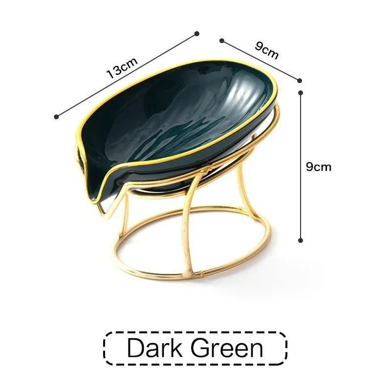 Leaf-Shaped Ceramic Soap Dish with Self-Draining Design — Minimalist Soap Bar Holder for Shower, Bathroom & Kitchen