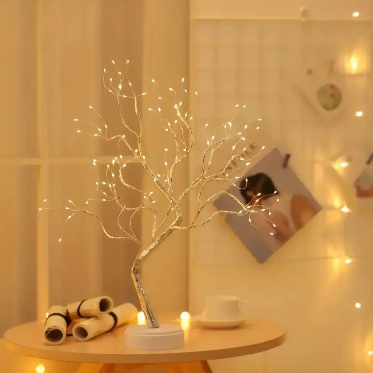 108‑LED Warm White Copper Star String Lights — USB or Battery Powered for Indoor & Outdoor Tree and Decorative Lighting