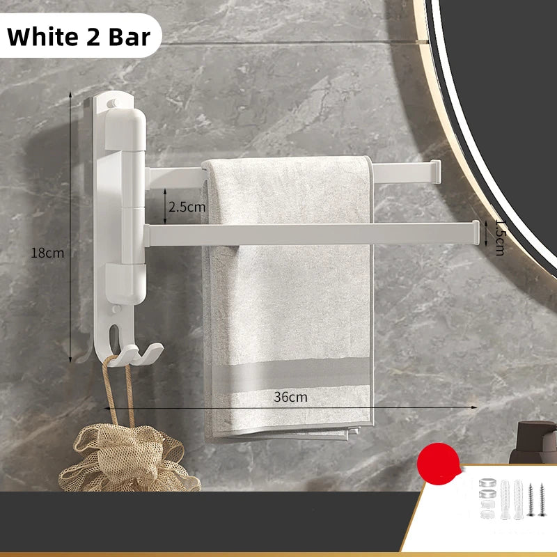 Tool-Free Rotating Black Corner Towel Rack — Wall-Mounted Stainless Steel Shelf for Shower, Bathroom, Kitchen and Coats