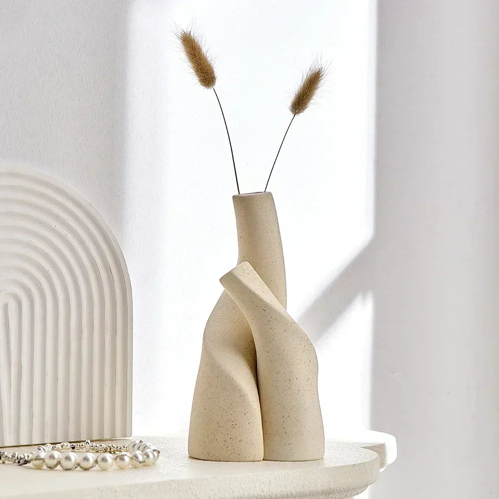 Desktop Vase, Handmade Frosted Ceramic, Irregular Shape For Dried Flowers And Hydroponics