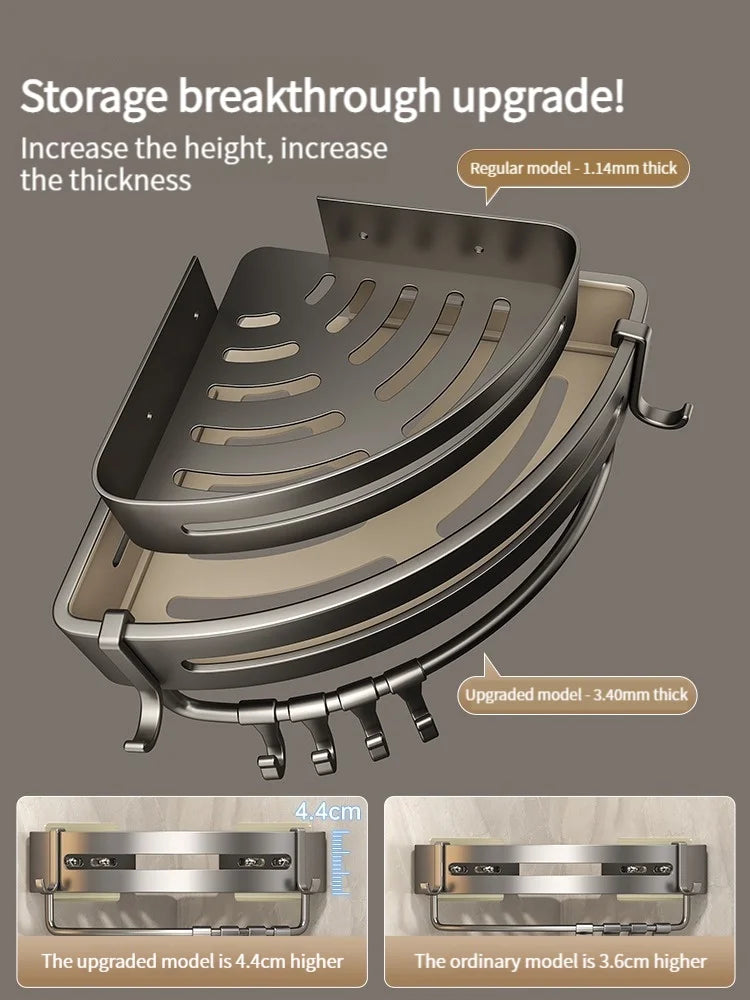 No-Drill Wall-Mounted Shelf for Bathroom & Kitchen — Space-Saving Organizer for Shampoo, Makeup and Toiletries
