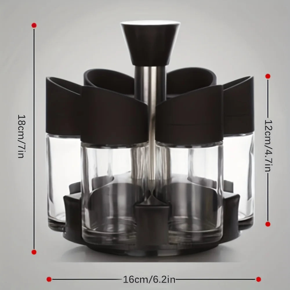 Modern 6-Jar Rotating Spice Rack — Sleek Countertop Organizer for Herbs & Seasonings