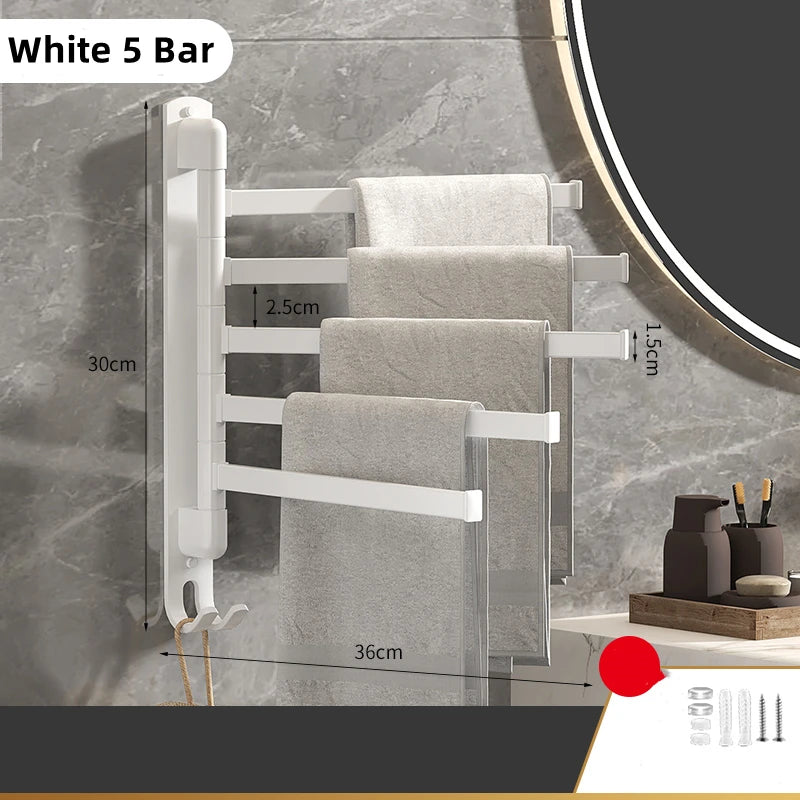 Tool-Free Rotating Black Corner Towel Rack — Wall-Mounted Stainless Steel Shelf for Shower, Bathroom, Kitchen and Coats