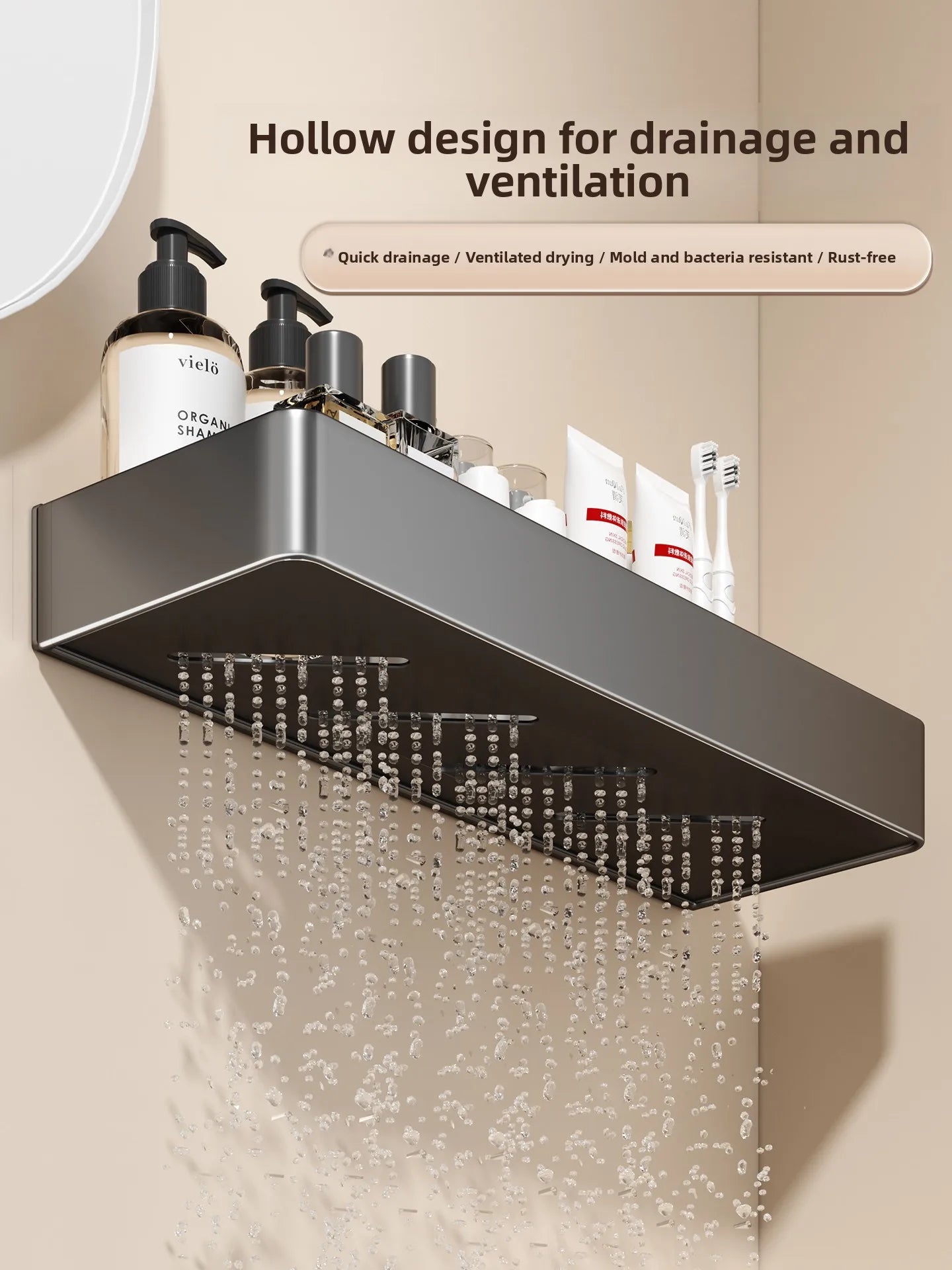 Wall‑Mounted Multi‑Functional Storage Shelf — No Drilling Required