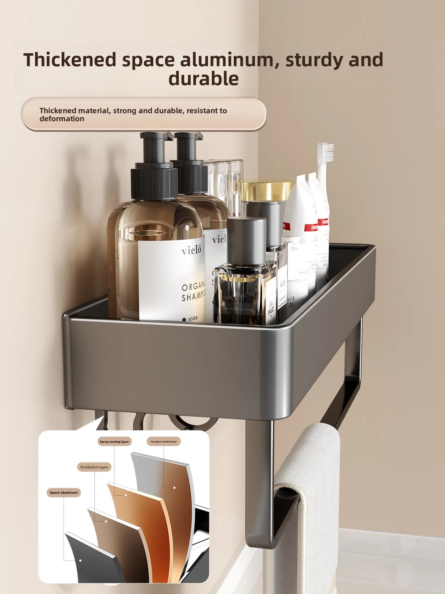 Wall‑Mounted Multi‑Functional Storage Shelf — No Drilling Required