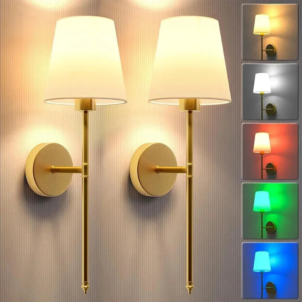 Vintage-Style Wall Lamp –  RGB Dimmable LED, Remote Control, No Wiring Needed