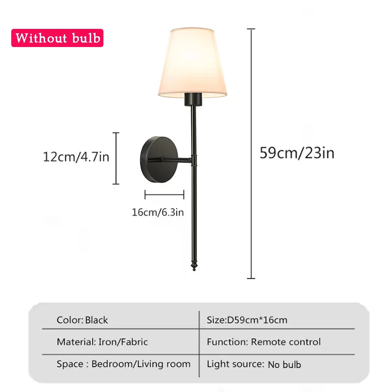 Vintage-Style Wall Lamp –  RGB Dimmable LED, Remote Control, No Wiring Needed