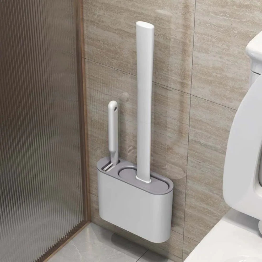 Modern Silicone Toilet Brush with Wall-Mounted Holder