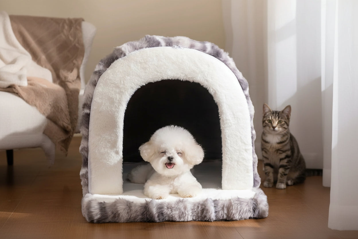 Cozy Cave Pet Bed – Large Winter Nest for Cats & Small Dogs