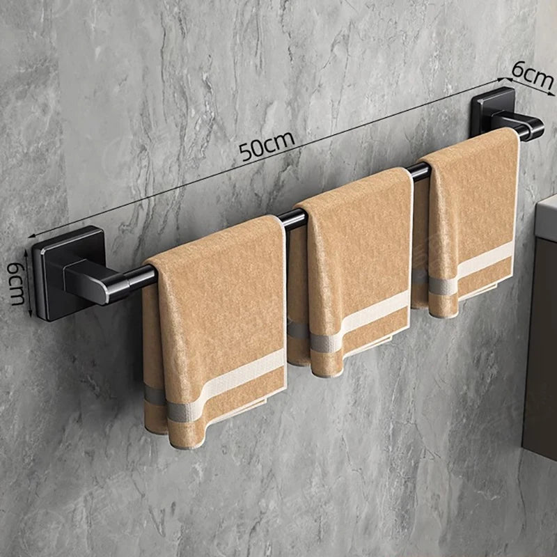 Aluminum Wall-Mounted Shower Towel Rack — Space‑Saving, Multifunctional Bathroom Organizer