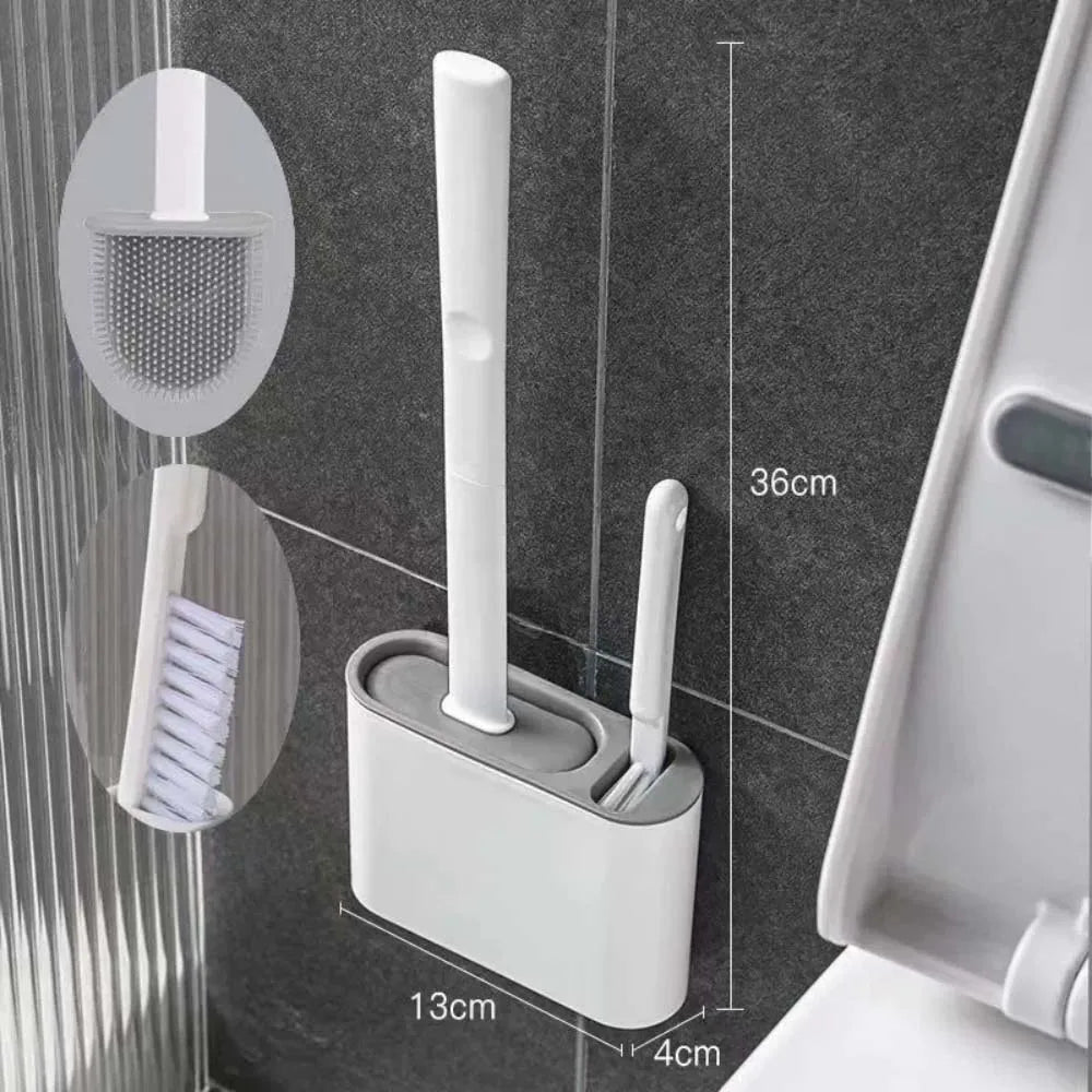 Modern Silicone Toilet Brush with Wall-Mounted Holder