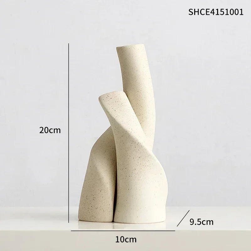 Desktop Vase, Handmade Frosted Ceramic, Irregular Shape For Dried Flowers And Hydroponics