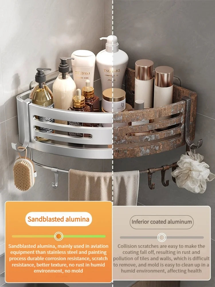 No-Drill Wall-Mounted Shelf for Bathroom & Kitchen — Space-Saving Organizer for Shampoo, Makeup and Toiletries