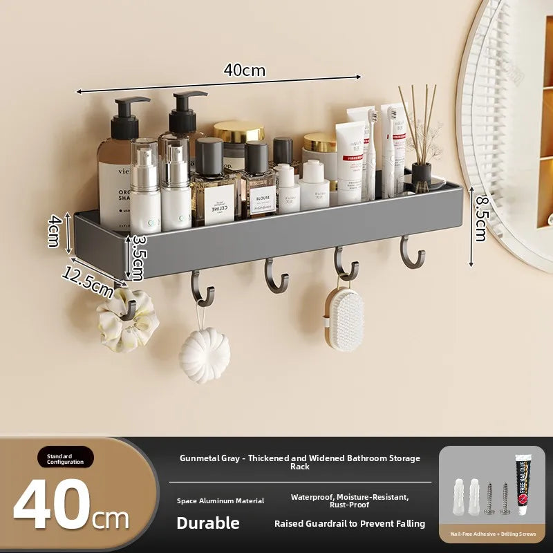 Wall‑Mounted Multi‑Functional Storage Shelf — No Drilling Required