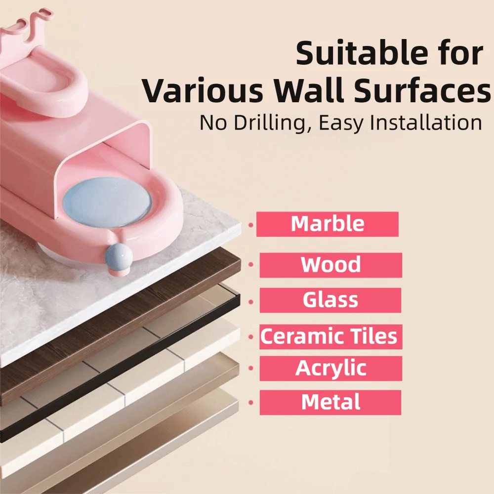 Sleek No-Drill Suction Toothbrush & Toothpaste Organizer — Waterproof, Self-Adhesive Wall Holder