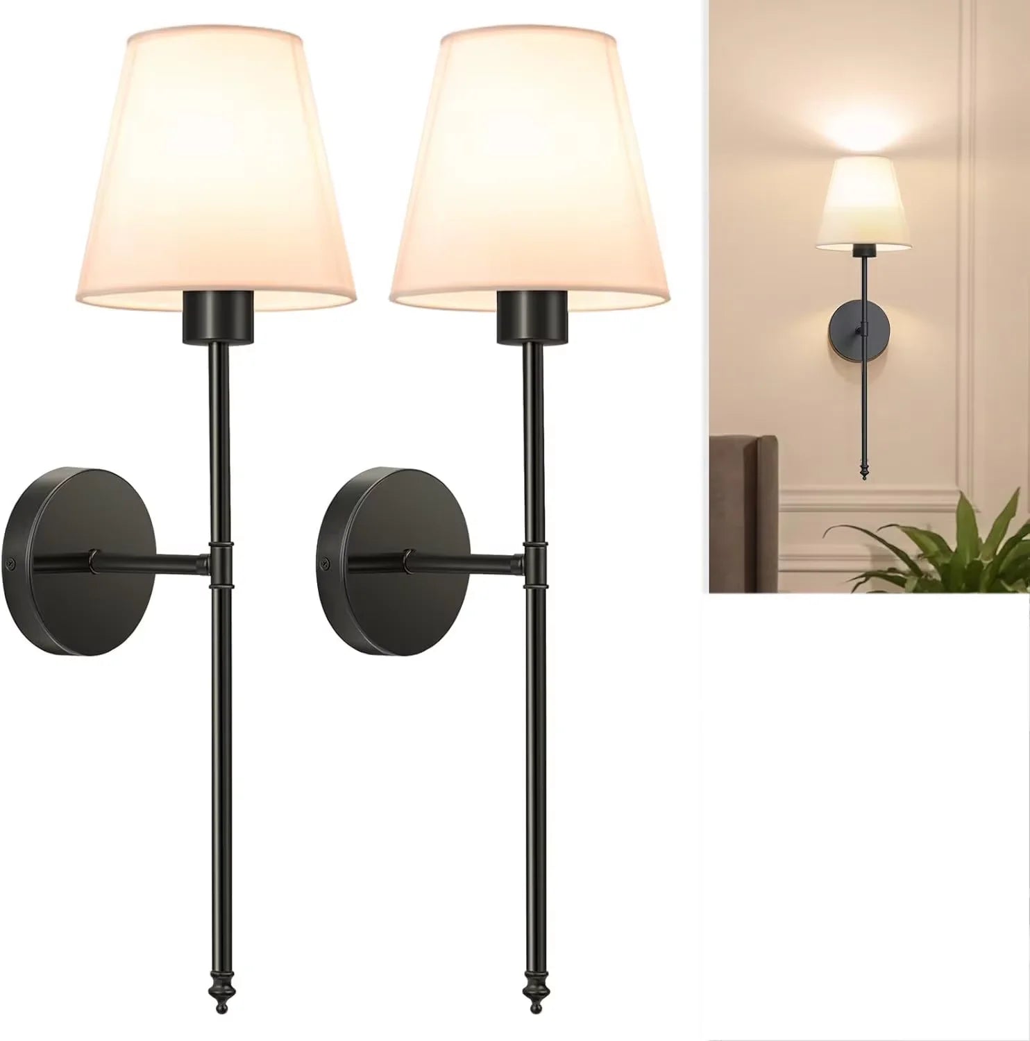 Vintage-Style Wall Lamp –  RGB Dimmable LED, Remote Control, No Wiring Needed