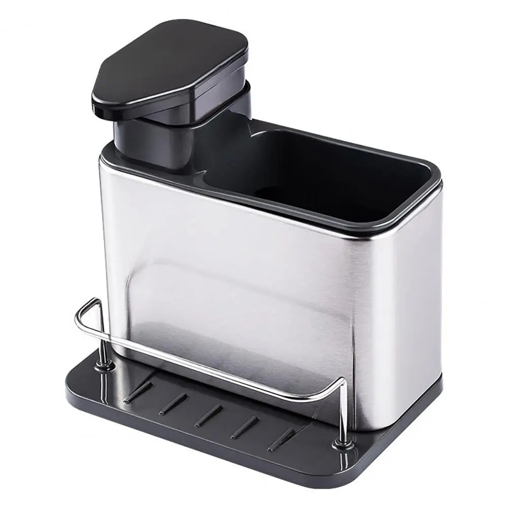 Countertop Sink Organizer with Integrated Soap Dispenser, Draining Rack and Dedicated Sponge & Brush Holders for Modern Kitchens