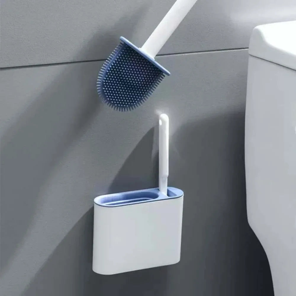 Modern Silicone Toilet Brush with Wall-Mounted Holder