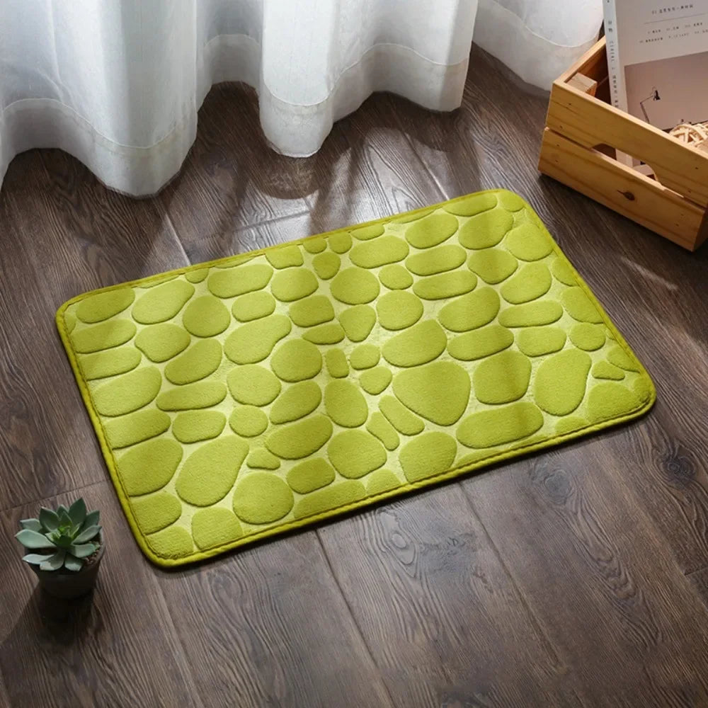 Cobblestone Embossed Bath Mat — Non-Slip, Highly Absorbent, Fast‑Dry Machine‑Washable Bathroom Rug