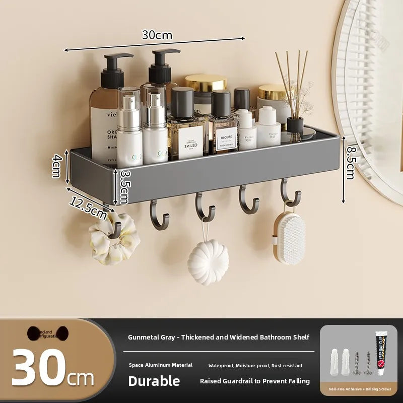 Wall‑Mounted Multi‑Functional Storage Shelf — No Drilling Required